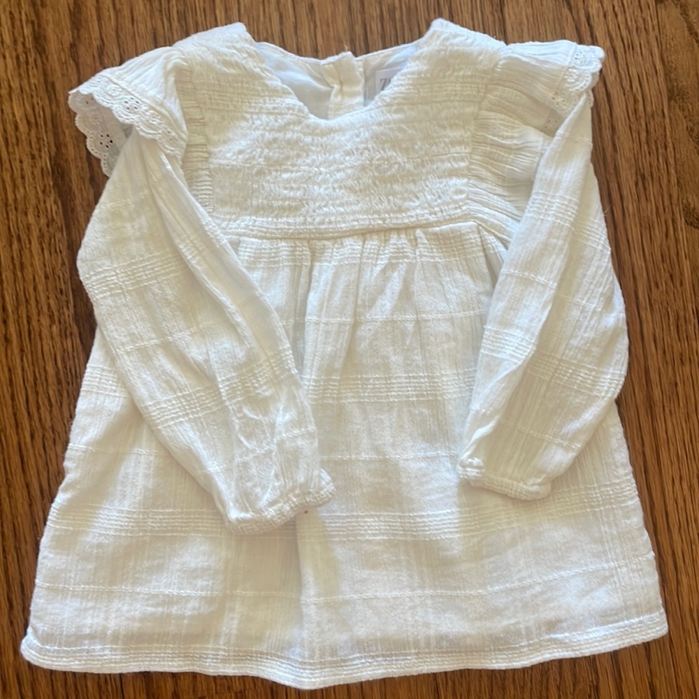 Zara creme Long-sleeve dress